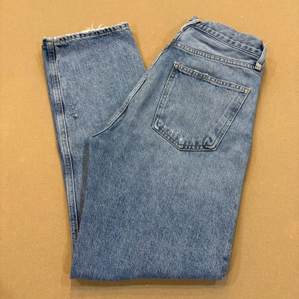 AGOLDE 90s Mid Rise Straight Leg Distressed Jeans Light Wash Size 27 - Picture 1 of 14